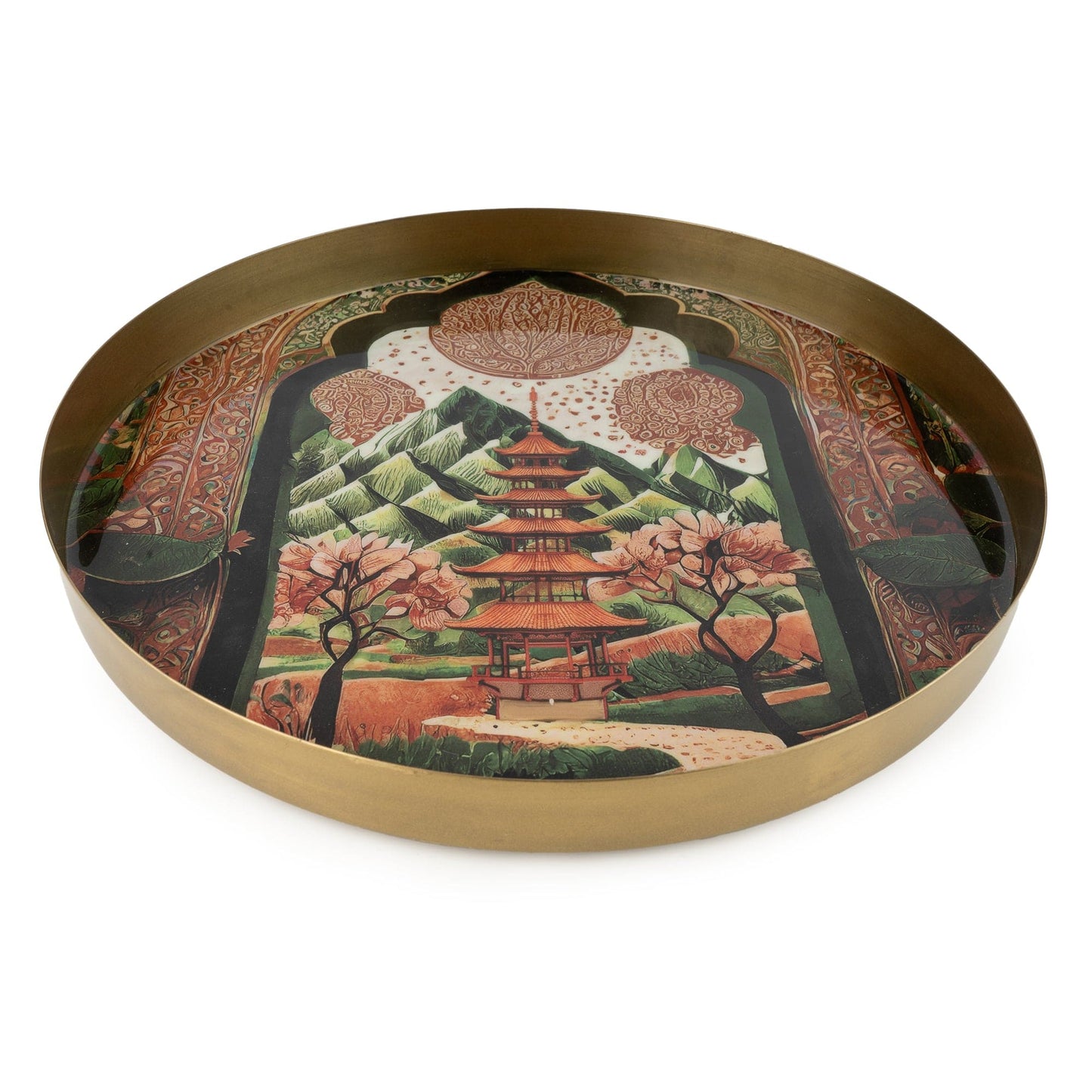 Candlelight Samarkand Round Metal Serving Tray