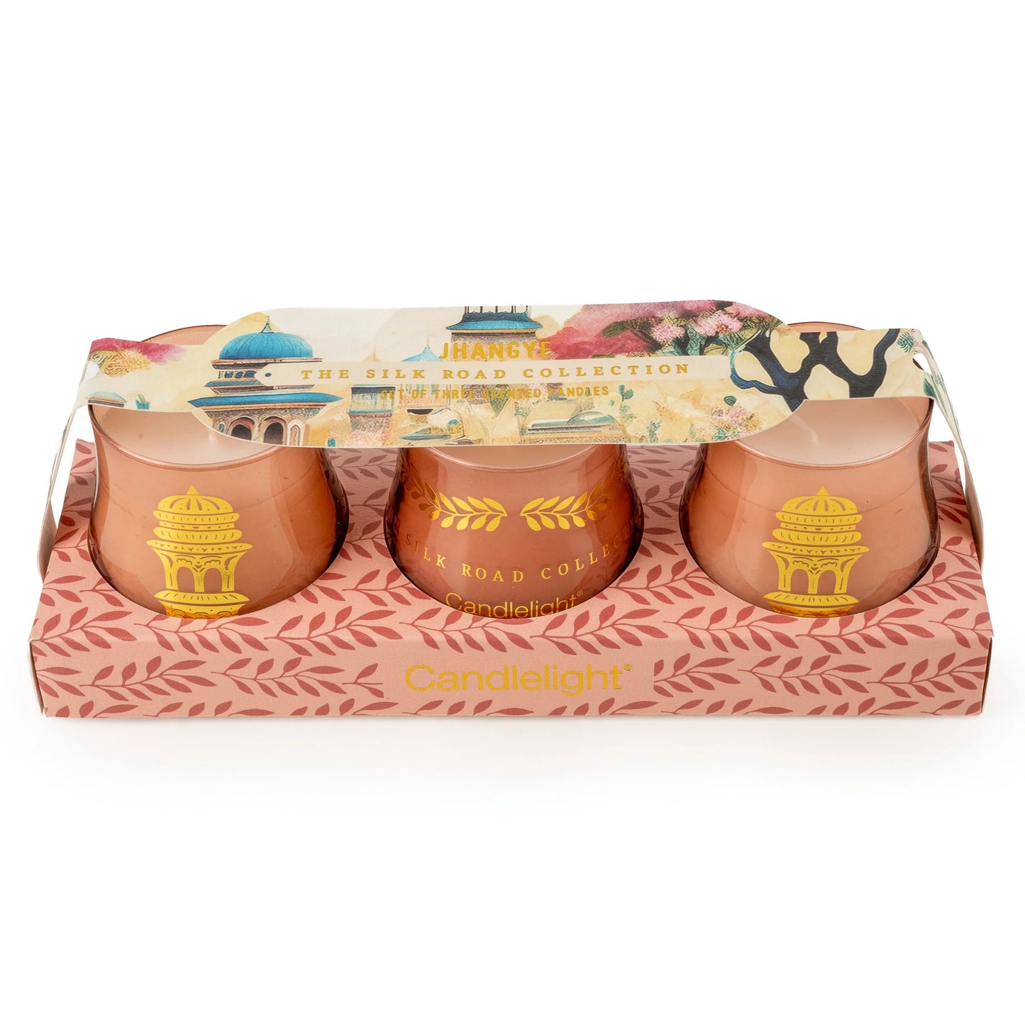 Candlelight The Silk Road Collection Jhangye Votive Candle Set of 3