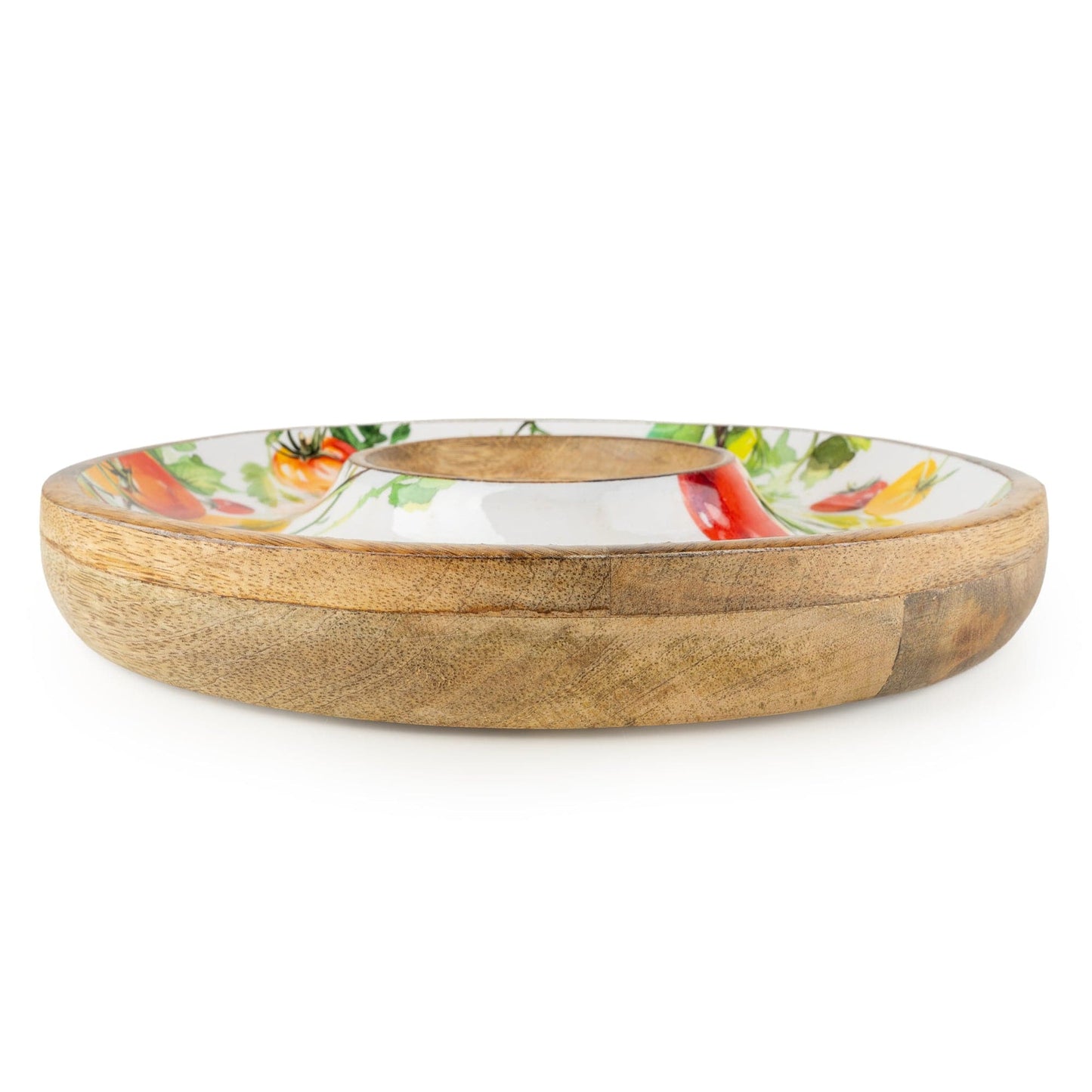 Candlelight Tomatoes Mango Wood Chip & Dip Dish