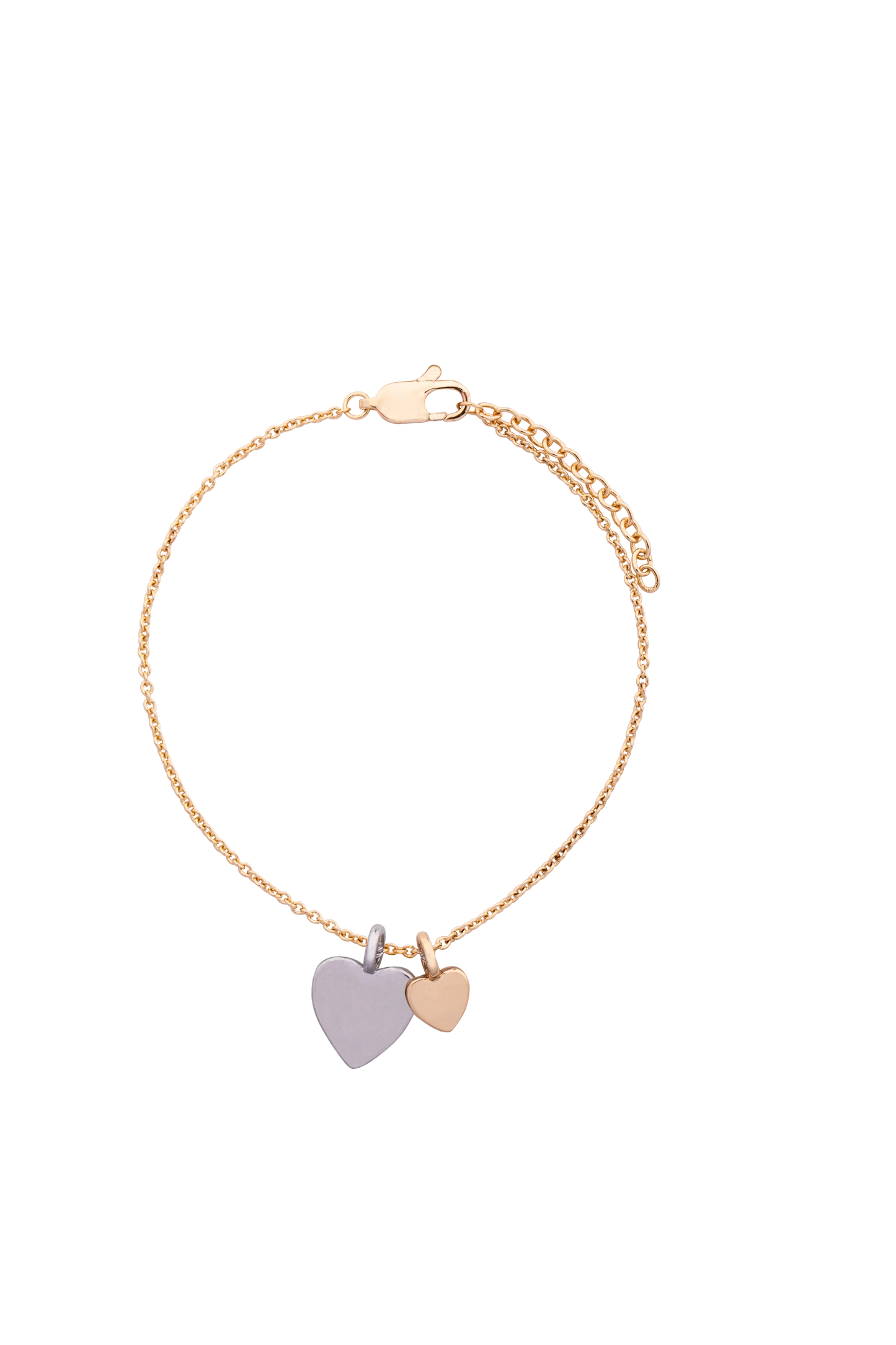 D&X Vibes Gold & White Gold Plated Stainless Steel Double Heart Bracelet