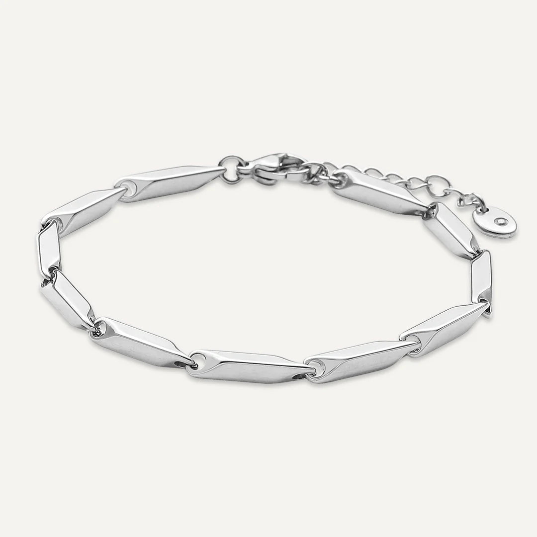 D&X Vibes White Gold-Plated Sleek Twist Link Bracelet