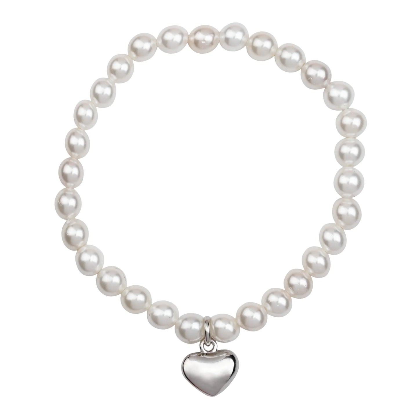 D&X Audrey Mother of Pearl Rhodium Silver & Cream Elasticated Bracelet
