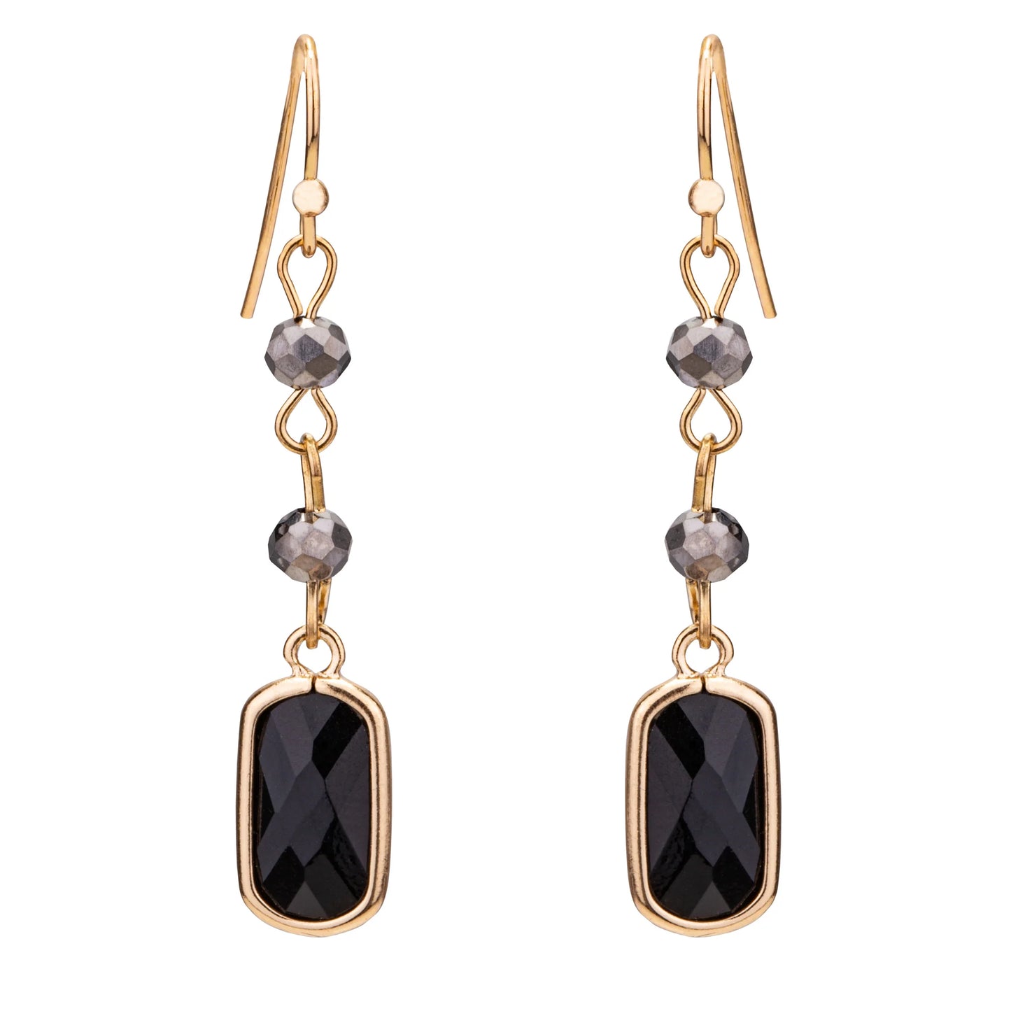 D&X Venus Gold & Black Crystal Hook Earrings