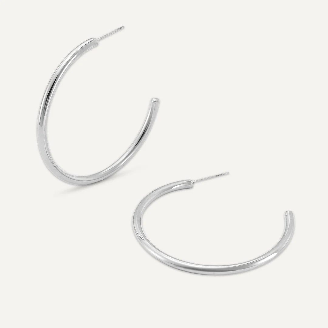 D&X Vibes White Gold Plated Stainless Steel Minimalist Hoop Earrings
