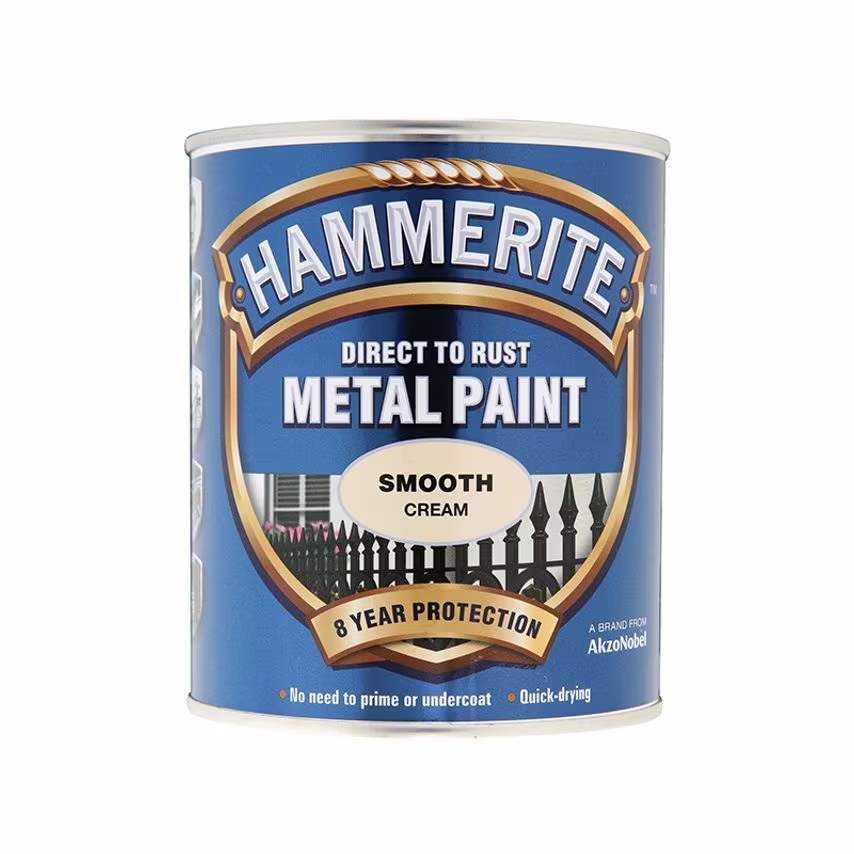 Hammerite Direct To Rust Metal Paint - Smooth Finish in Cream 750ml