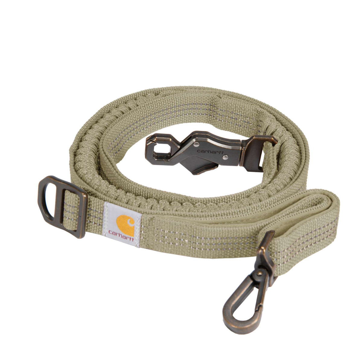 Carhartt shock absorbing dog lead in durable nylon duck canvas with reflective stitching and metal trigger claw clasp