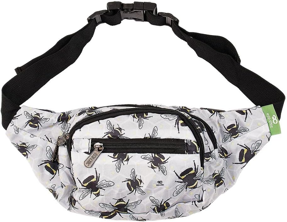 Eco Chic Lightweight Foldable Bum Bag Grey Bumble Bee
