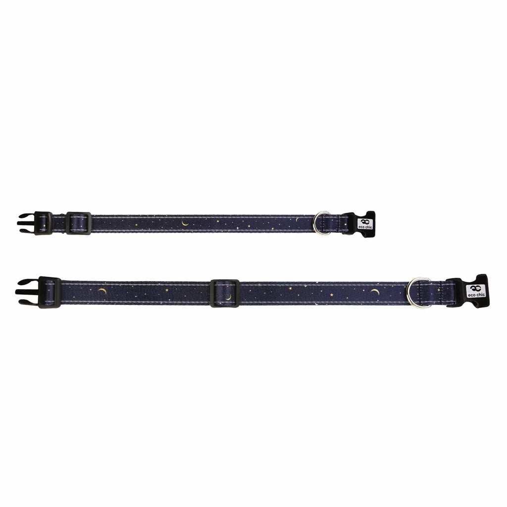Eco Chic Navy Stars & Moons Dog Collar