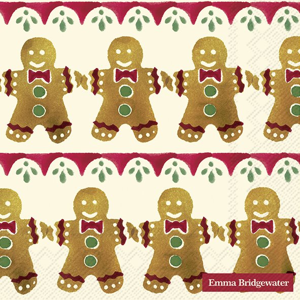 IHR Emma Bridgewater Gingerbread cream paper lunch napkins featuring a festive gingerbread man pattern