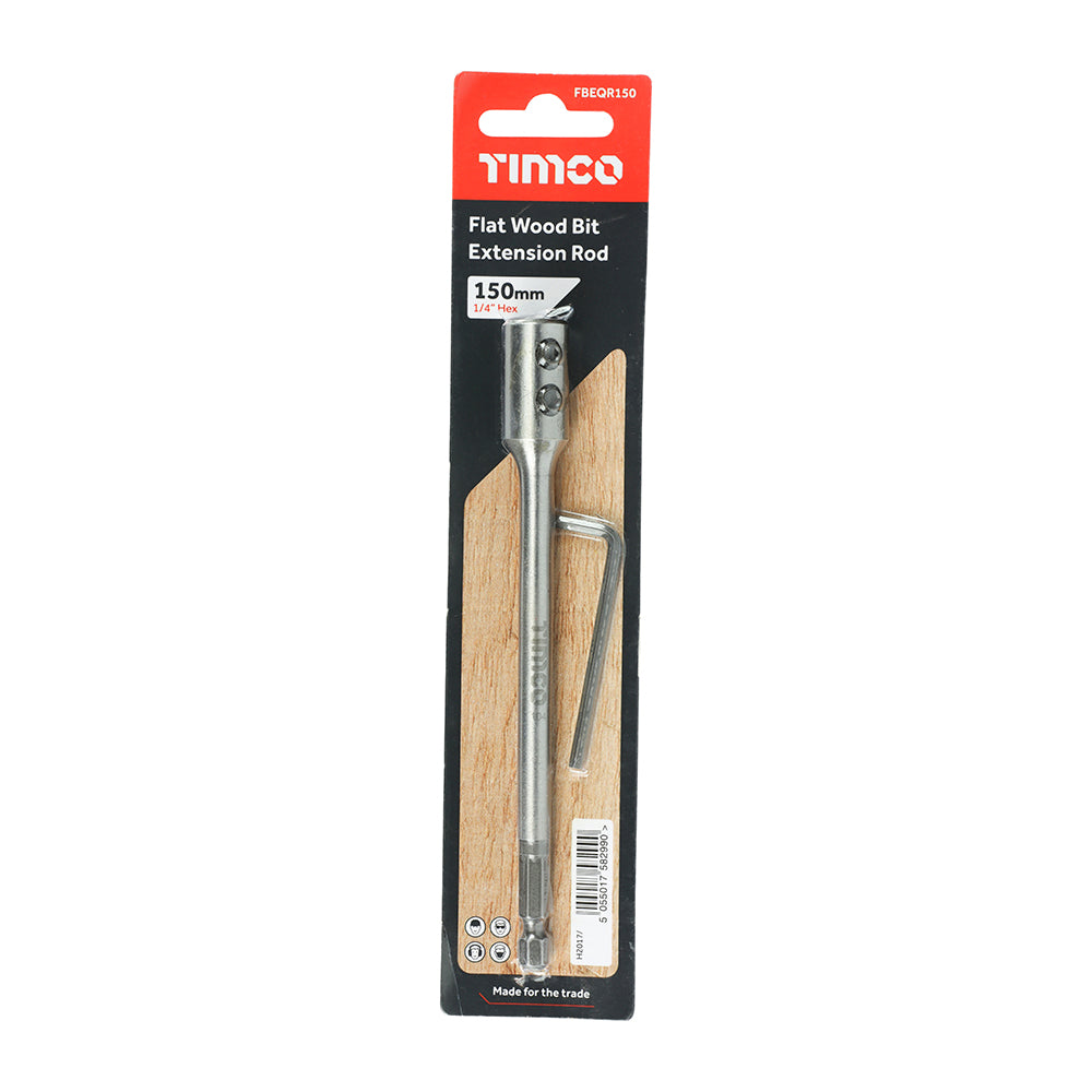 1/4" Flat Wood Bit Extension Rod 150mm
