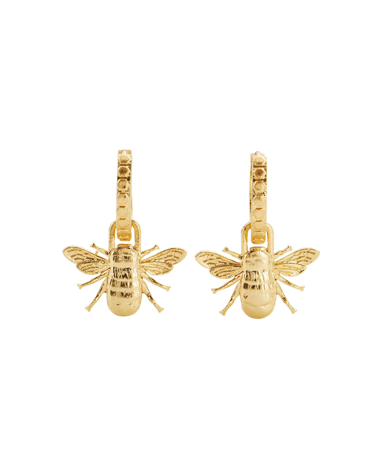 Fable Gold Honey Bee Huggie Earrings with detachable enamel bee charms