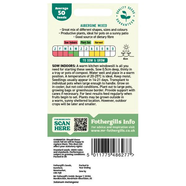 Fothergill's Aubergine Mix Seeds
