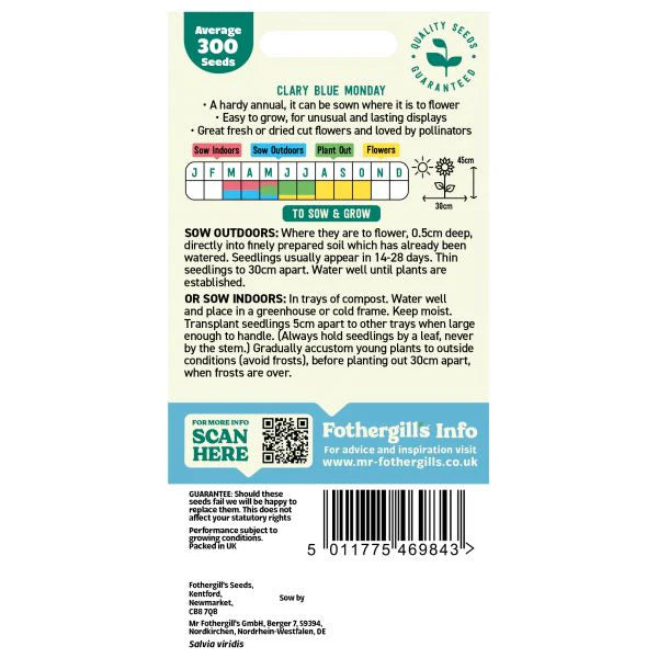 Fothergill's Clary Blue Monday Flower Seeds