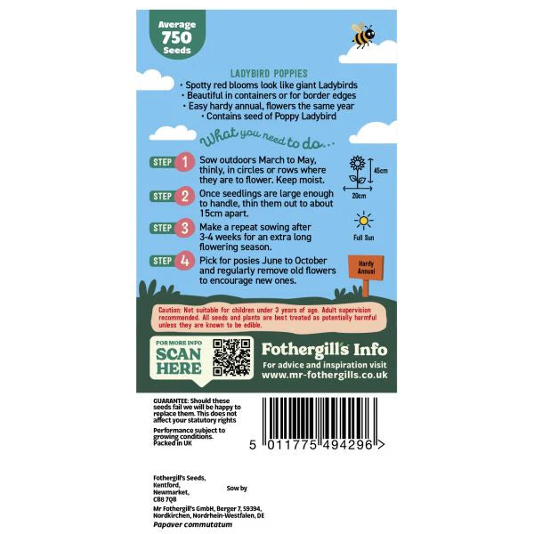 Fothergill's Little Gardeners Ladybird Poppies Seeds