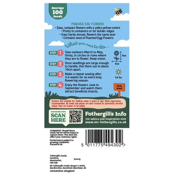 Fothergill's Little Gardeners Poached Egg Flowers Seeds