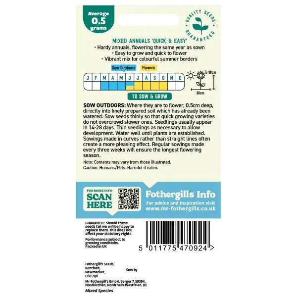 Fothergill's Mixed Annuals Quick & Easy Seeds