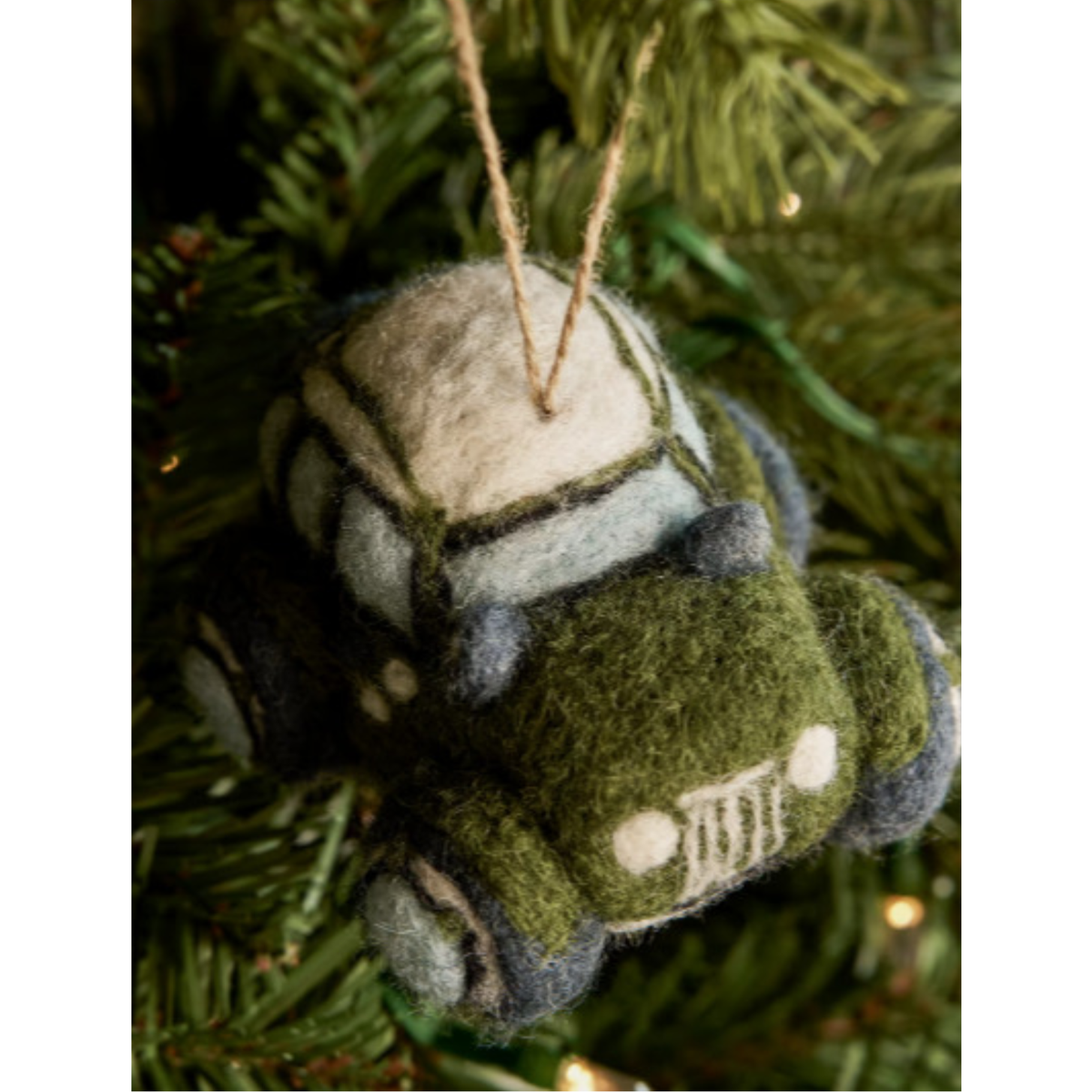Garden Trading Southwold felt moss green Christmas car tree decorations set of 3 with hanging loops