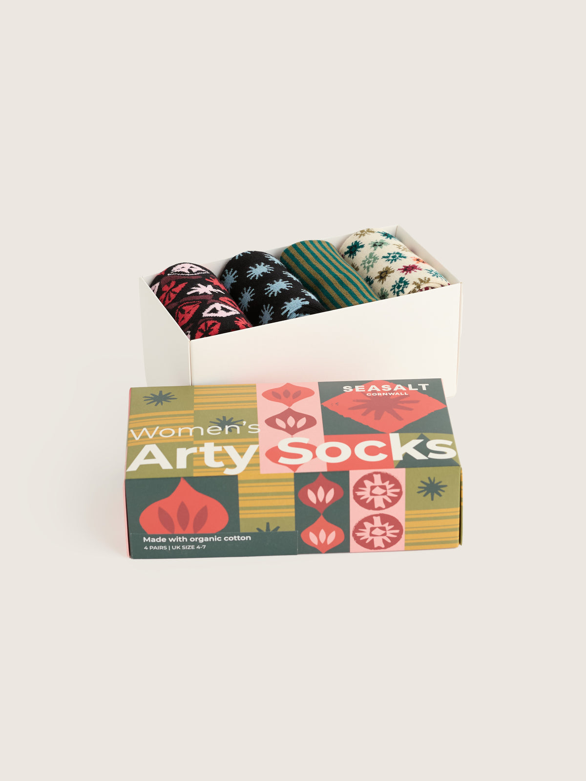 Seasalt Gift Box of 4 Women’s Arty Geometric Socks