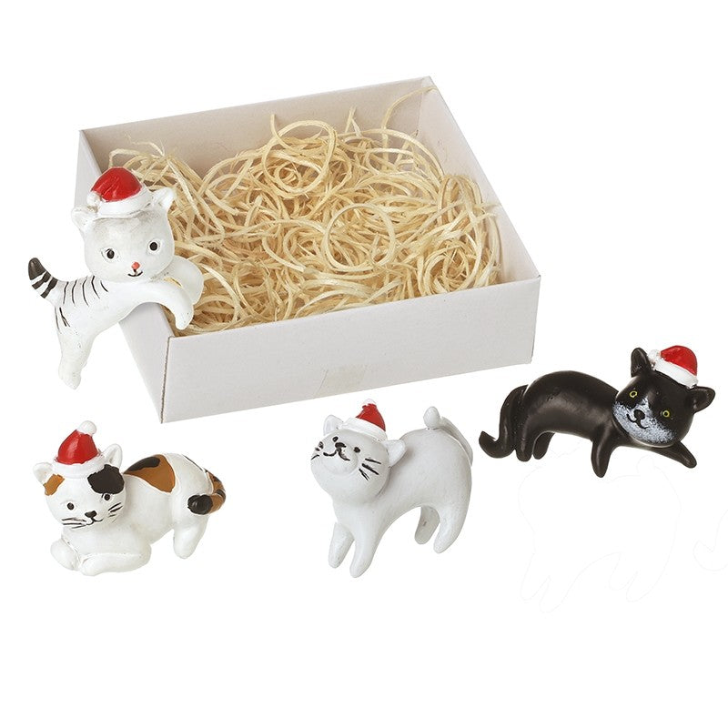 Heaven Sends Cats In Santa Hats Tabletop Decorations Set
