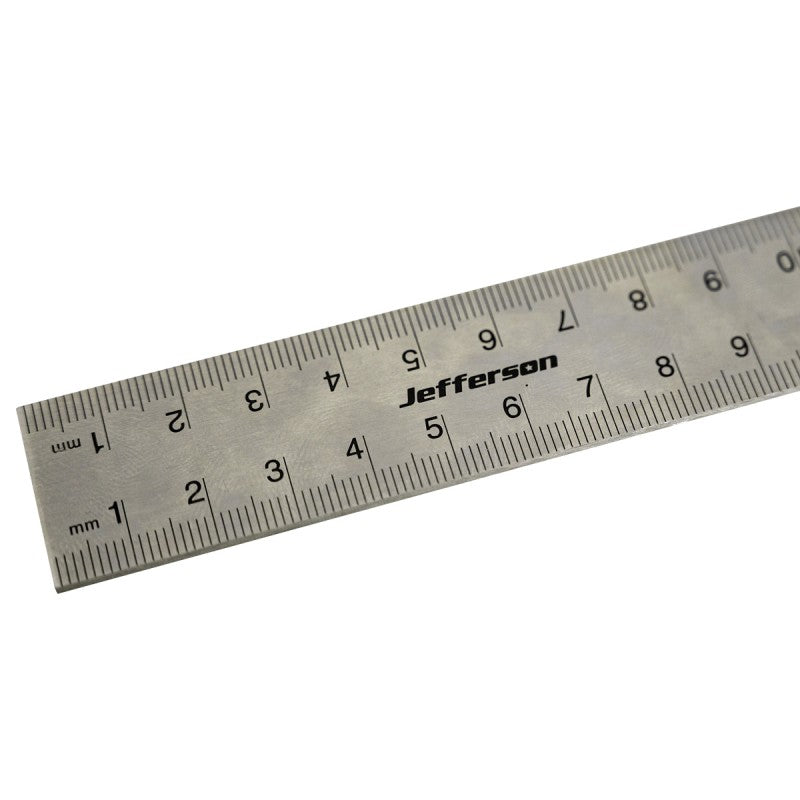 Jefferson 12 inch steel rule combination square with cast iron stock and spirit level