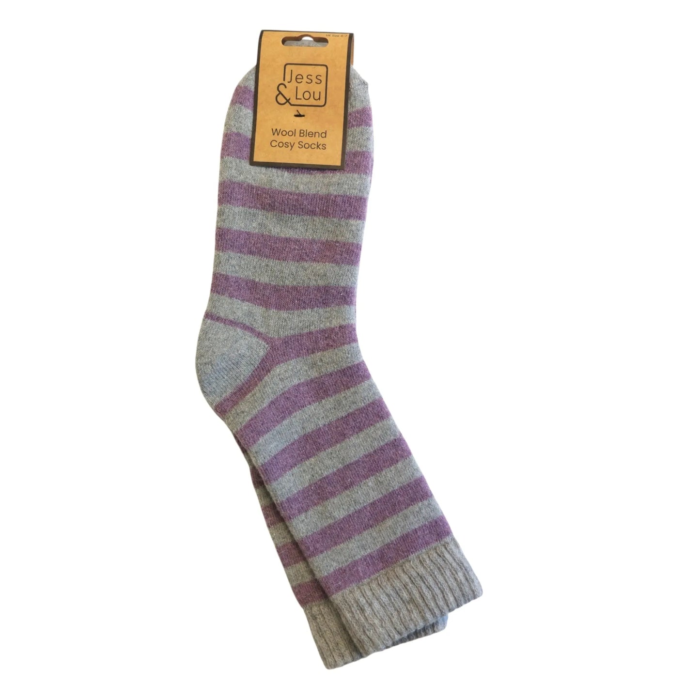 Jess & Lou Lavender Stripes Cosy Socks