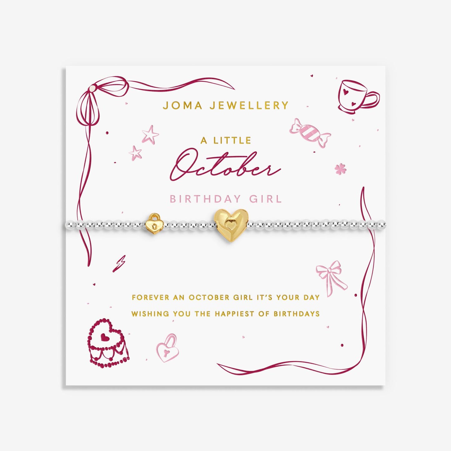 Joma Jewellery A Little Birth Month October Silver Plated Bracelet