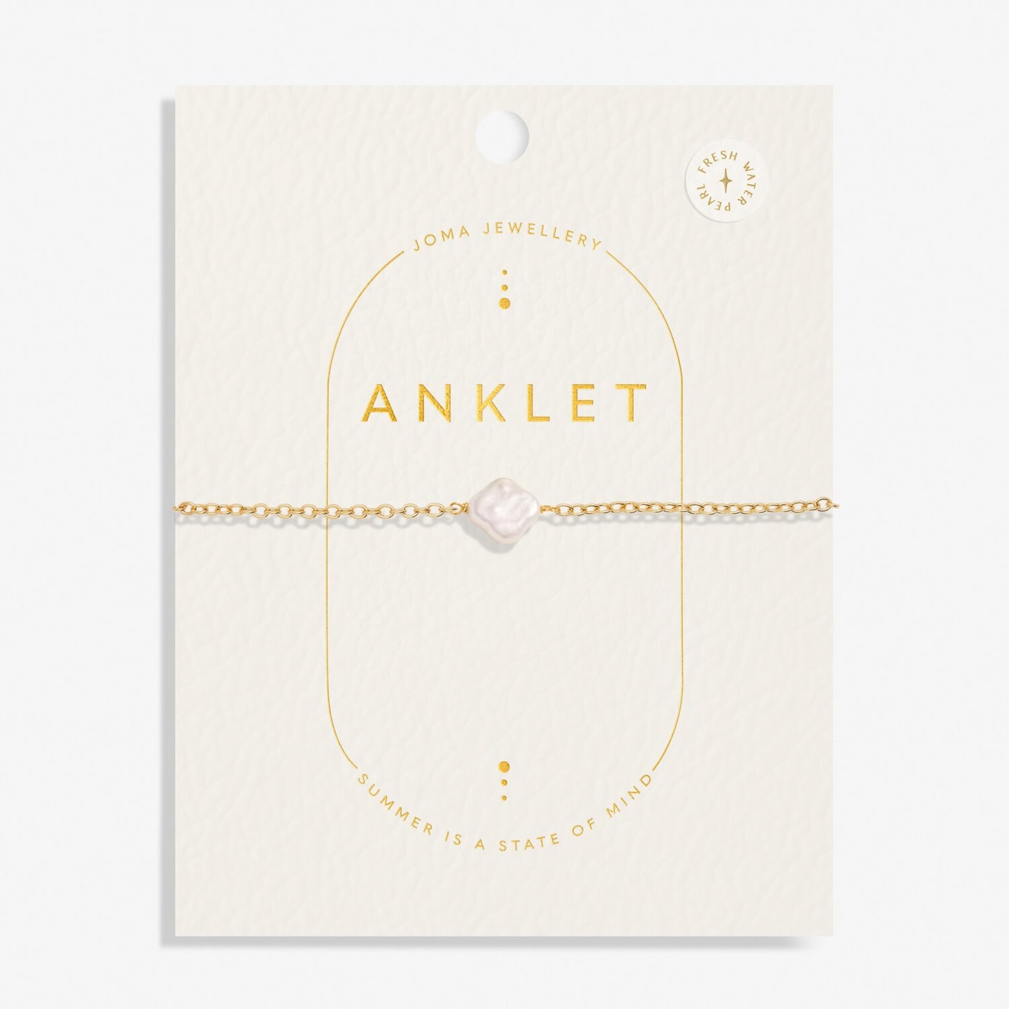 Joma Jewellery Gold Plated Clover Pearl Anklet