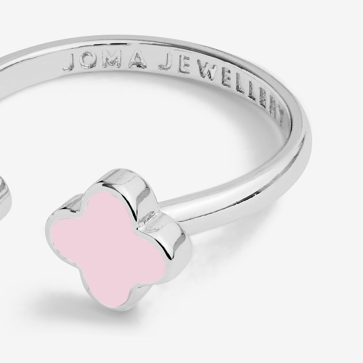 Joma Jewellery Signature Clover Collection Pink Clover Ring In Silver Plating