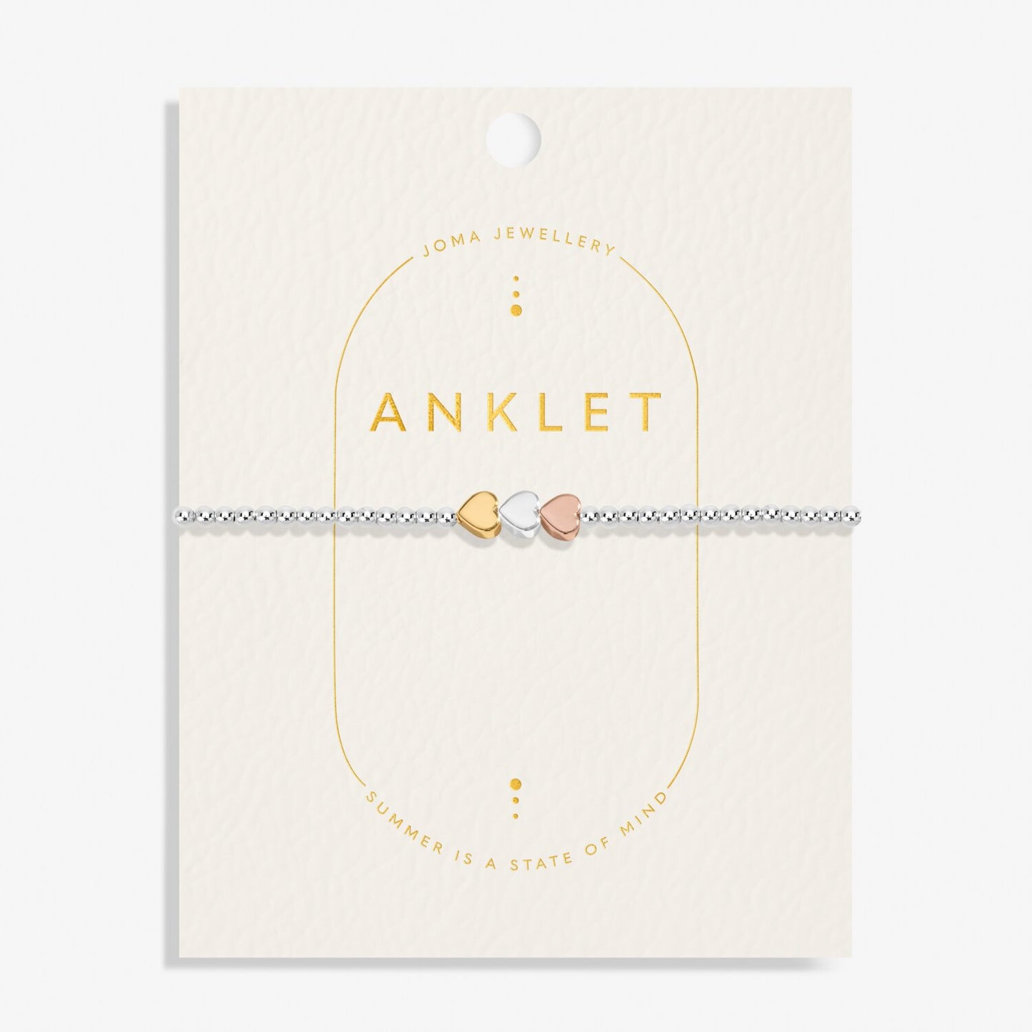 Joma Jewellery Three Tone Heart Anklet