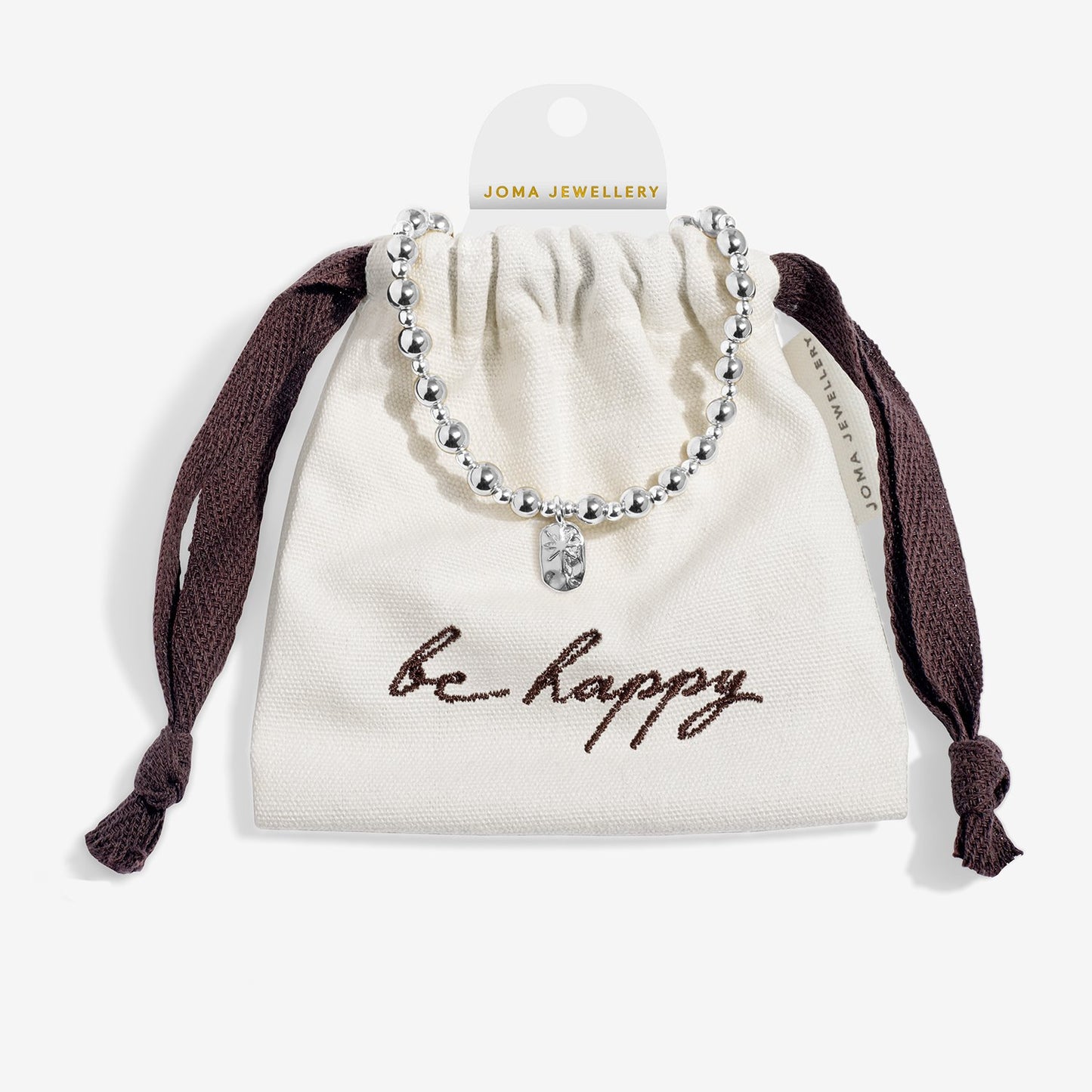 Joma Jewellery Words To Treasure Be Happy Bracelet In Silver Plating