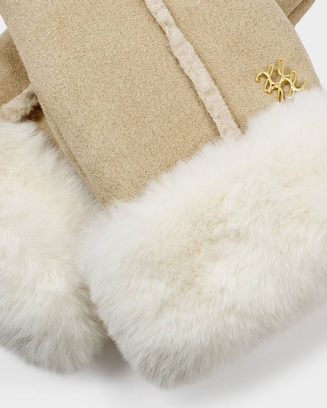 Katie Loxton Faux Suede Mittens With Cord