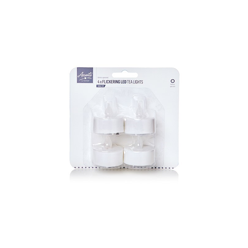 Premier Flickering LED Tea Lights 4 Pack