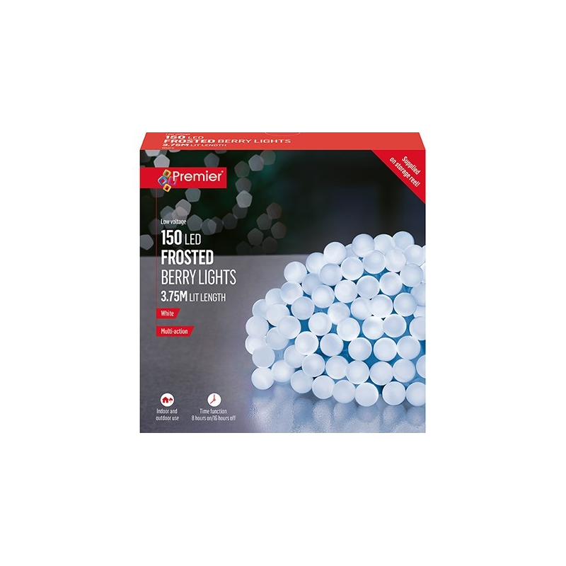 Premier 150 White LED Multi-action Frosted Cap Lights with Timer