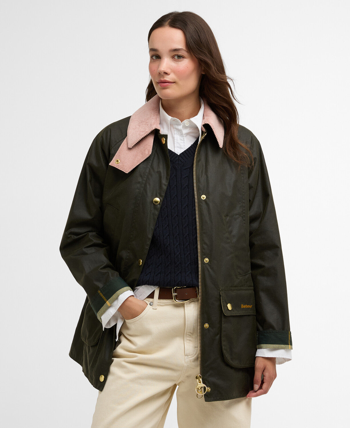 Barbour Modern Beadnell Waxed Jacket in Archive Olive/Ancient