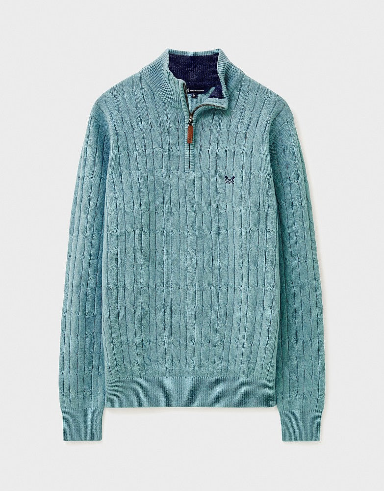 Crew Clothing Lambswool Cable Knit Half Zip Jumper