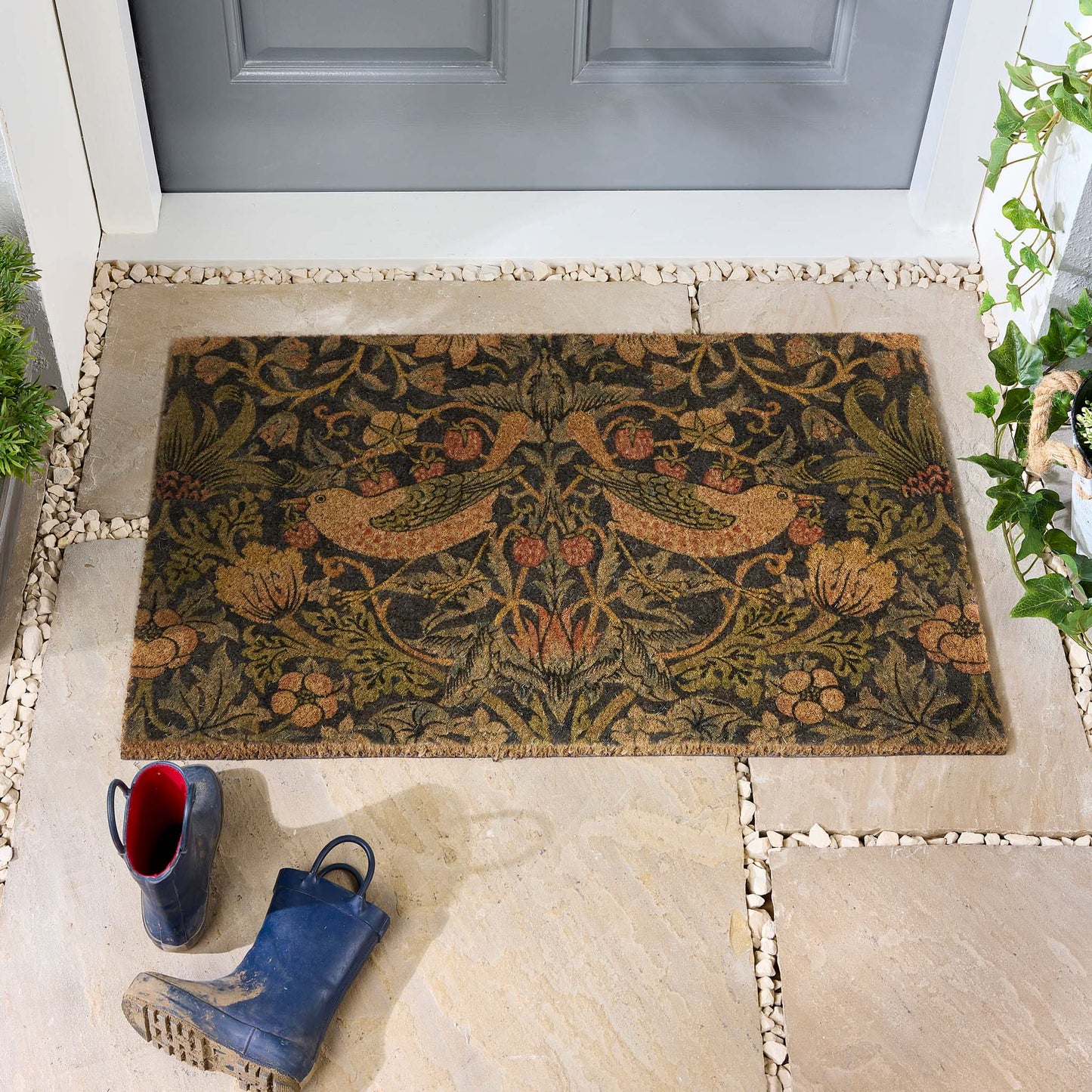 Morris & Co. Strawberry Thief Navy Coir Doormat