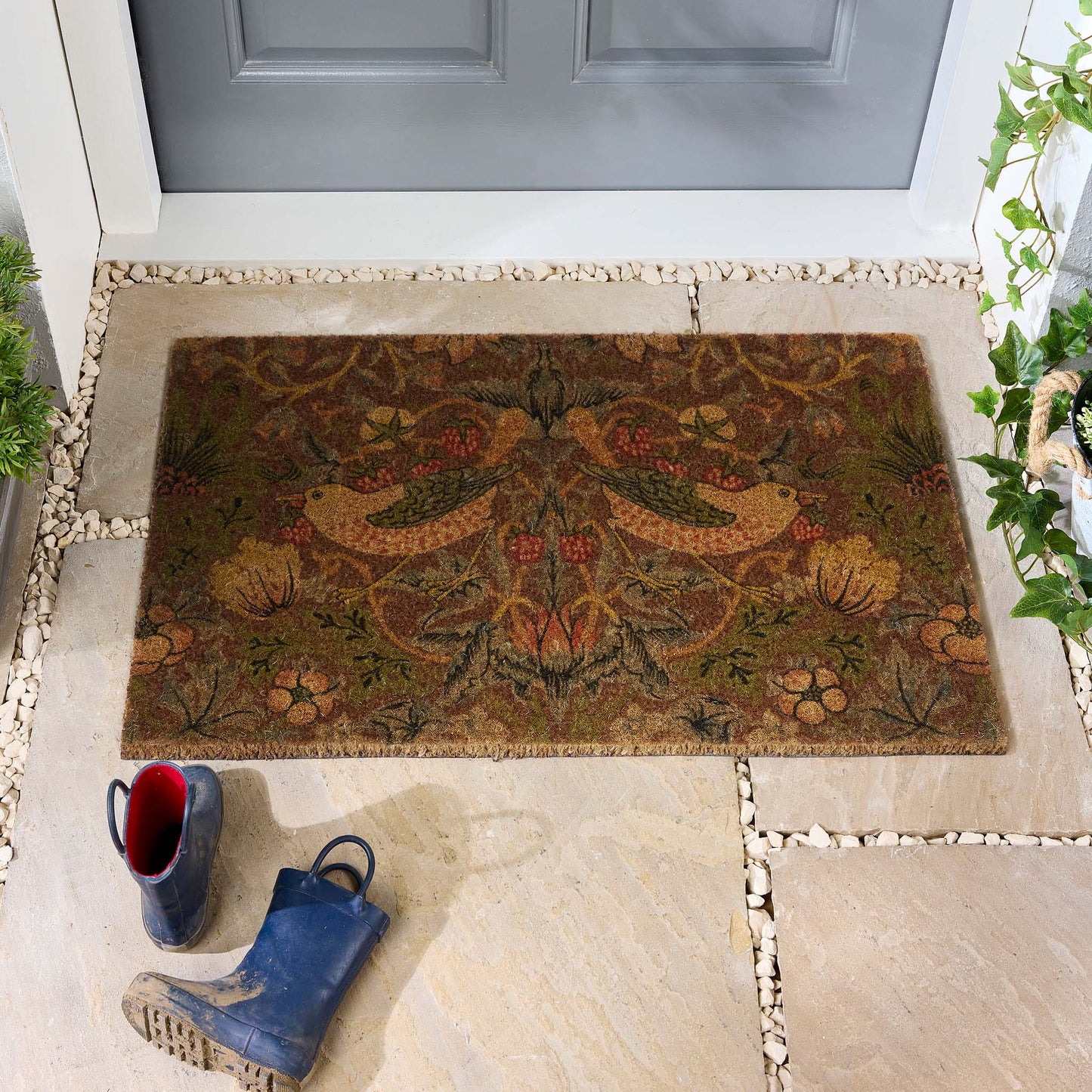 Morris & Co. Strawberry Thief Red Coir Doormat