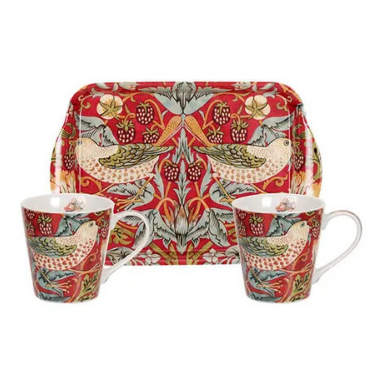 Morris & Co Strawberry Thief Red Mug & Tray Set