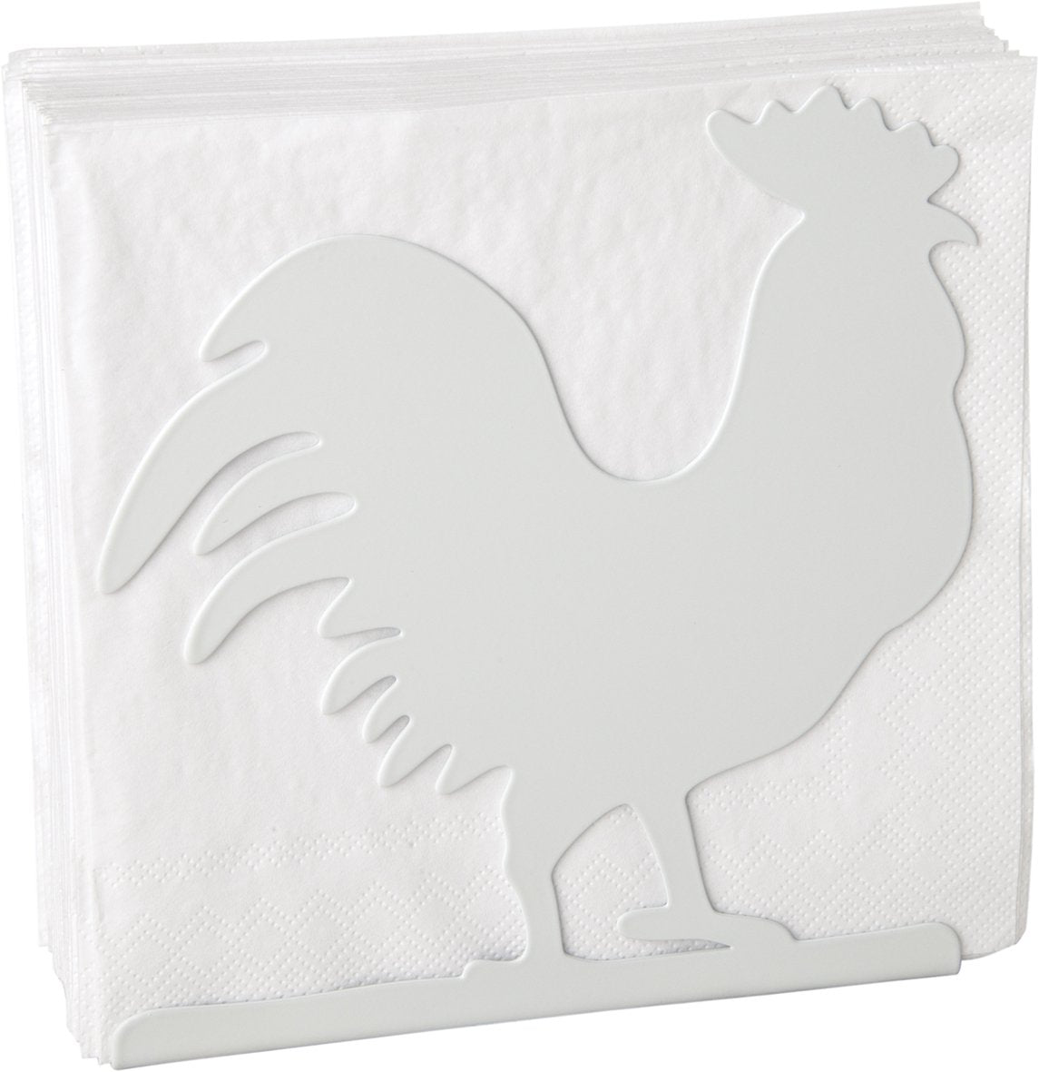 IHR Rooster Silhouette White Metal Napkin Holder
