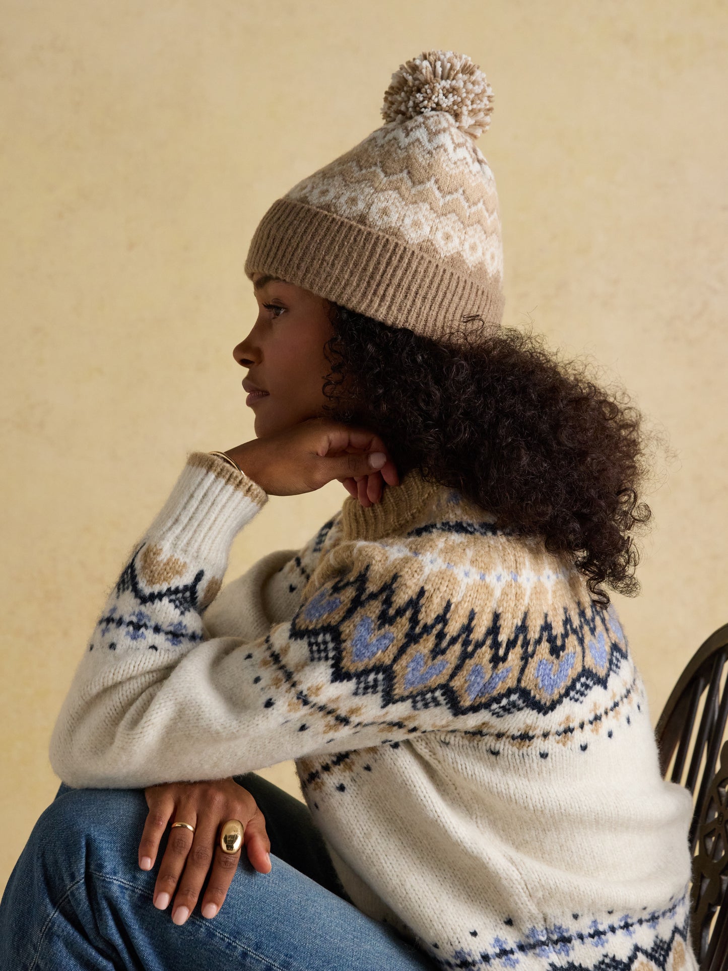 Joules Kara Fairisle Bobble Hat