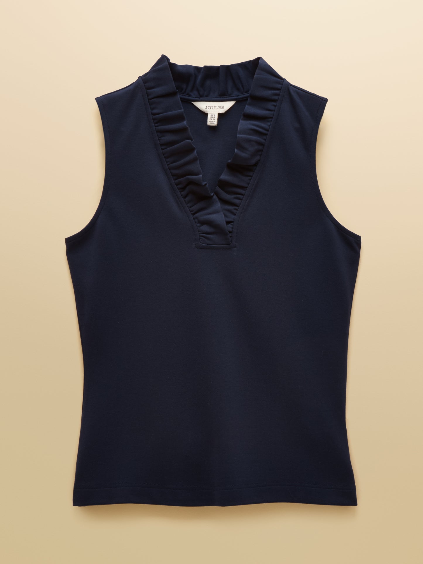 Joules Heidi Sleeveless Frill Neck Jersey Top