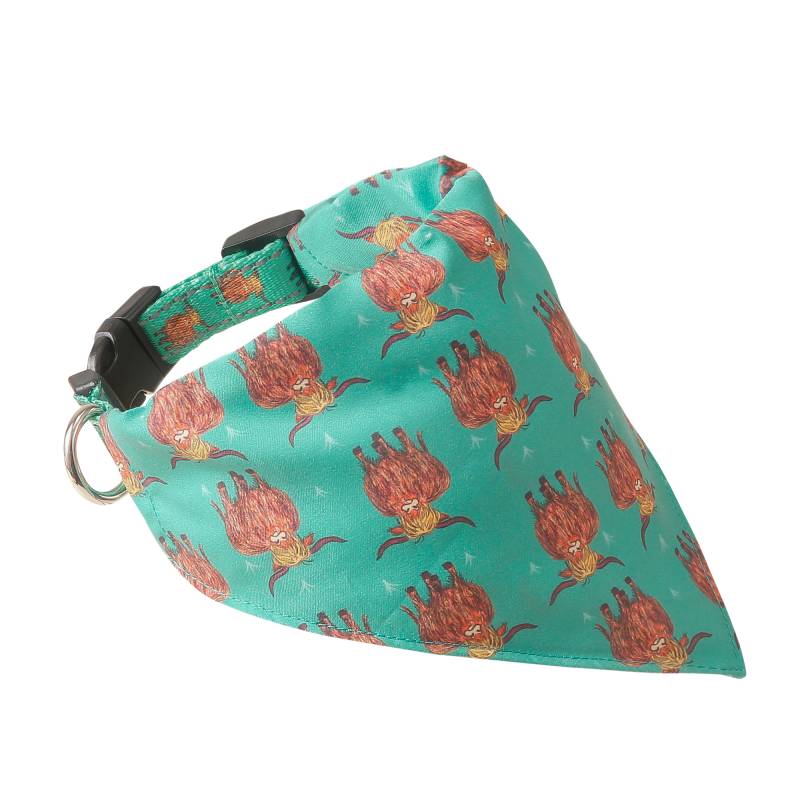 PB06 Teal Highland Cow Dog Bandana