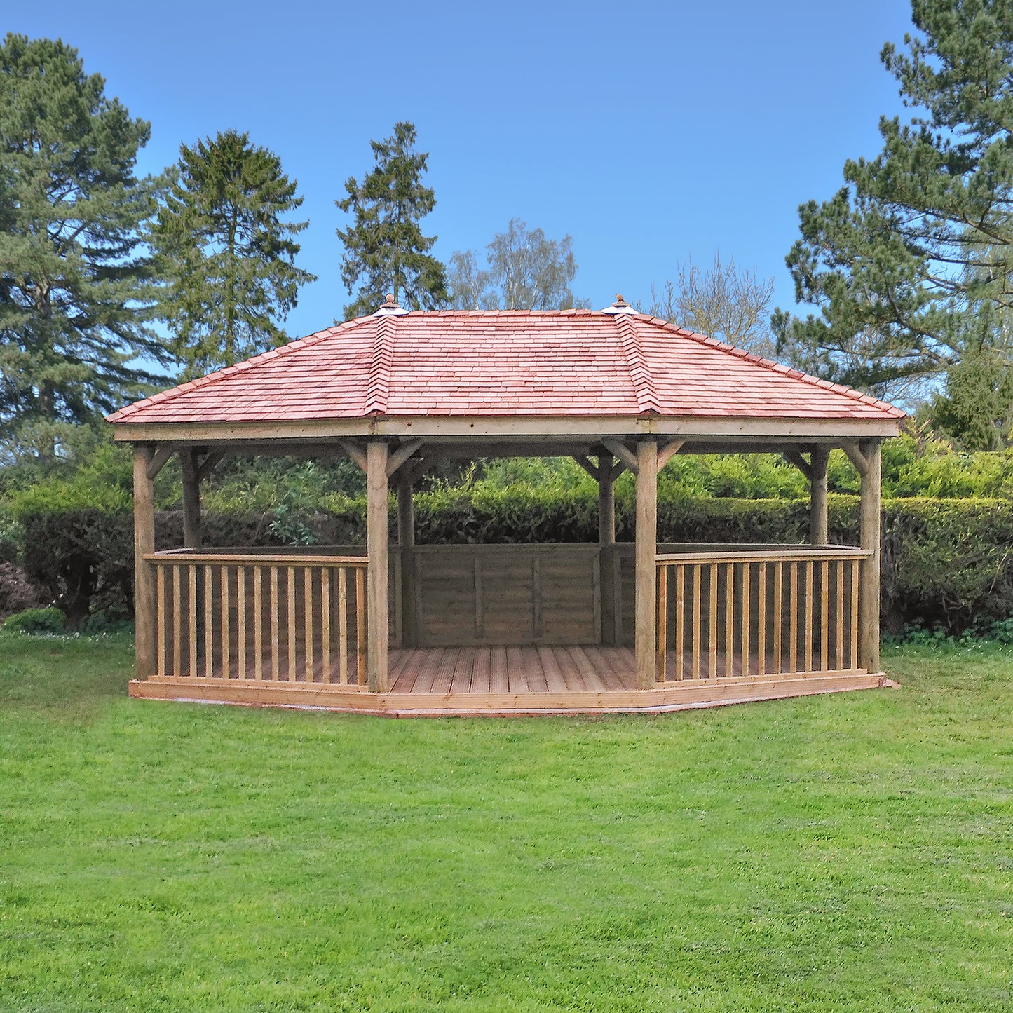 Forest Garden Premium Oval Wooden Gazebo with Cedar Roof