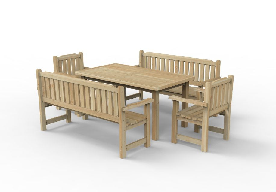 Forest Garden Rosedene Set 2 - Benches & Chairs & Table Set