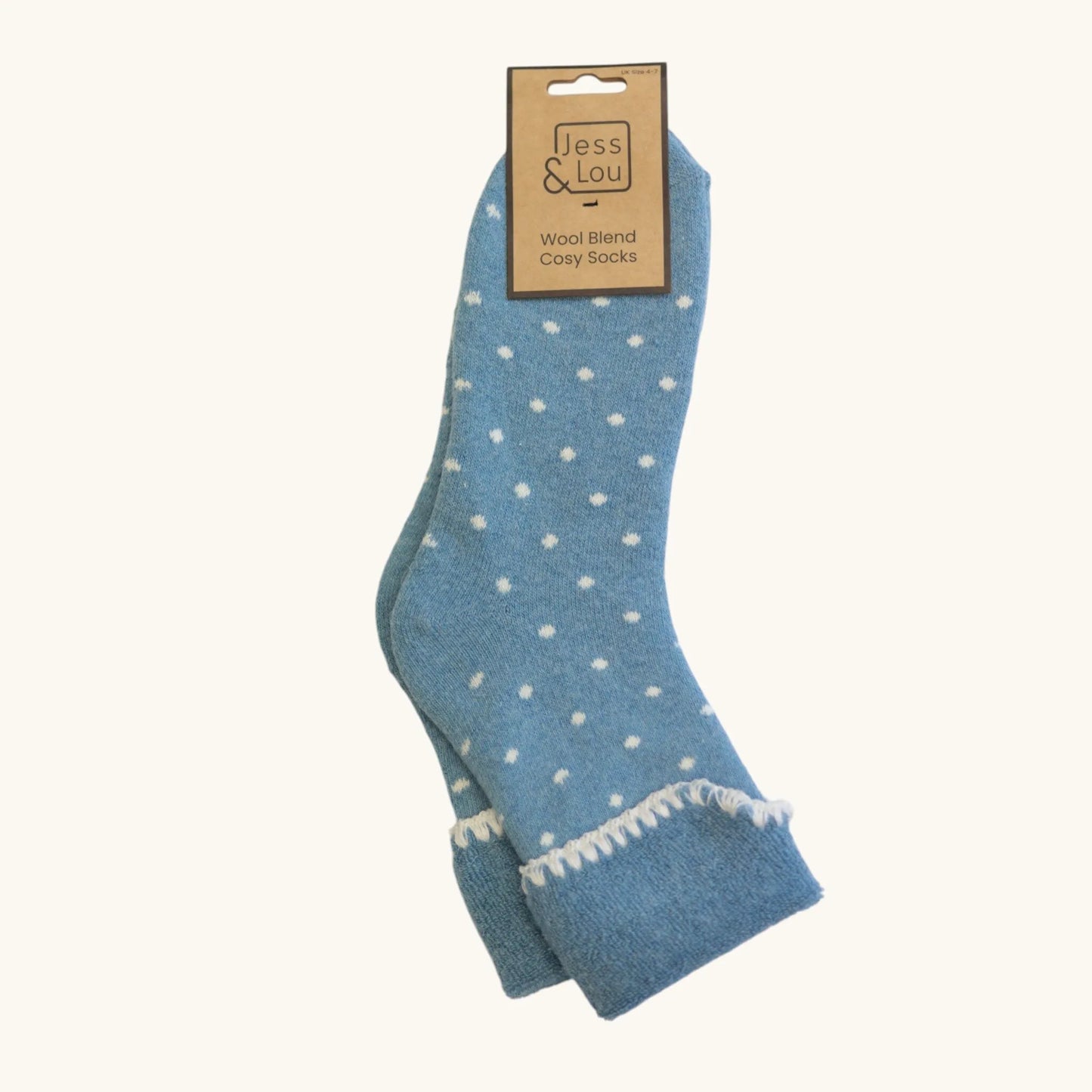 Jess & Lou Cornflower Dot Cuff Cosy Socks