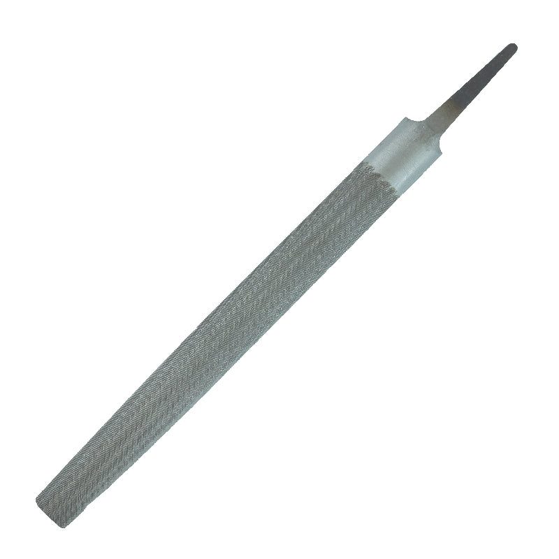Half-round bastard cut engineers file shown in various lengths for metalworking and shaping tasks.