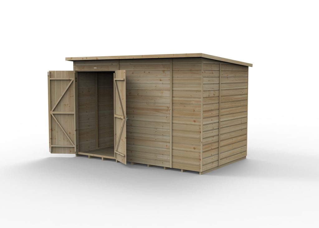 Forest Garden Beckwood 10x6 Pent Shed with No Windows and Double Door