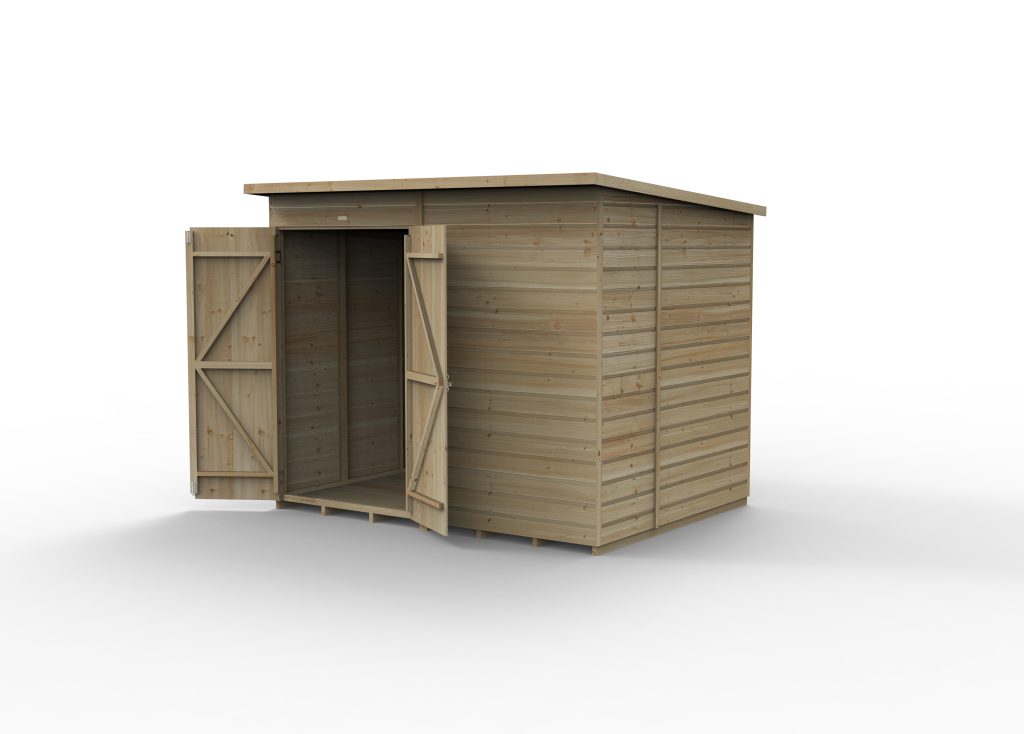 Forest Garden Beckwood 8x6 Pent Shed - No Windows - Double Door
