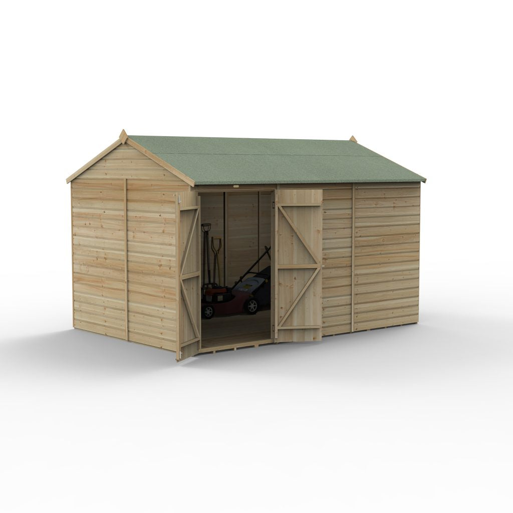Forest Garden Beckwood 12x8 Reverse Apex Shed with No Windows and Double Door