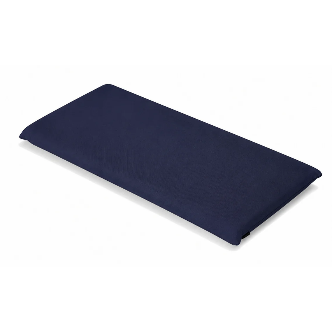 Glendale SP Range navy blue 2 seater garden bench cushion with premium single piped edge on an outdoor wooden bench.